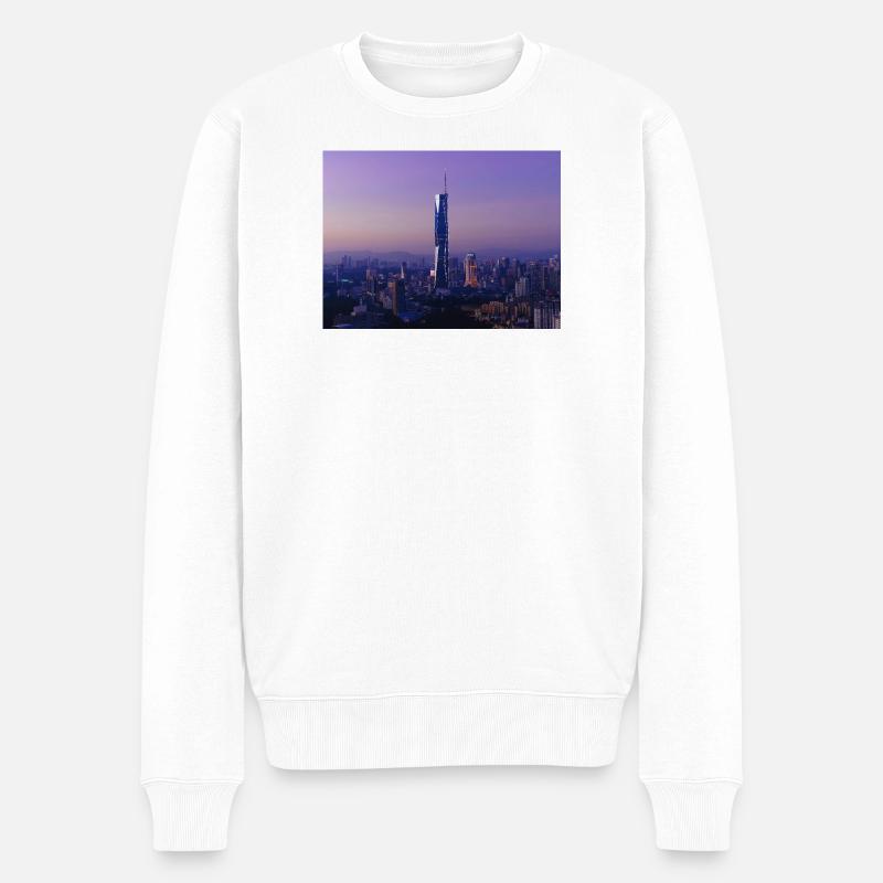 Silhouette du crépuscule avec flèche - Pull Premium bio Homme - blanc