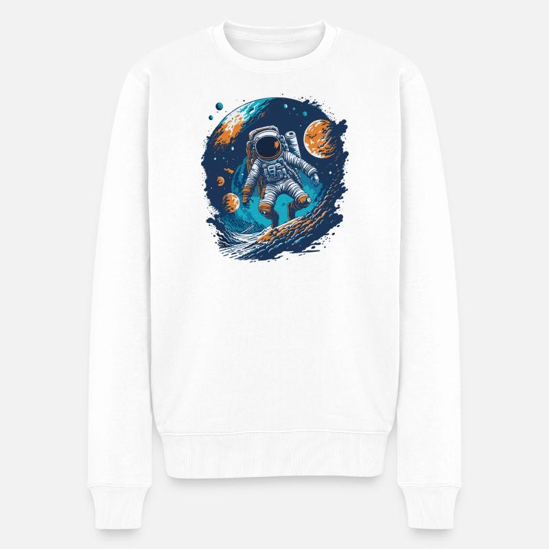 Astronaut im All - Männer Premium Bio Pullover - Weiß