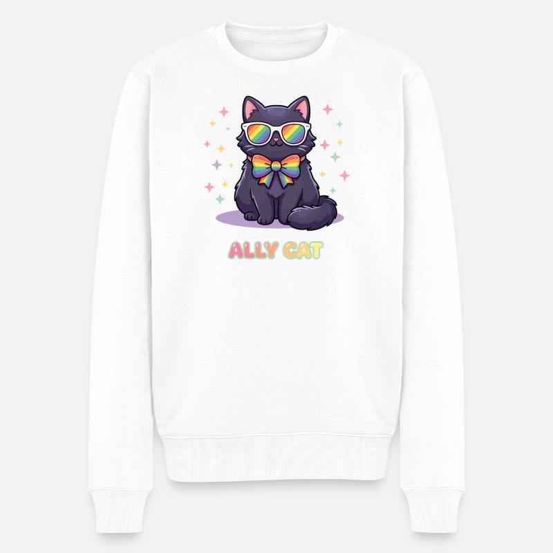 Pride-Monat LGBTQ – Ally Cat - Männer Premium Bio Pullover - Weiß