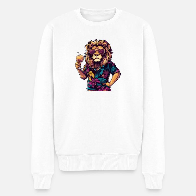 Lion Comic Summer - Pull Premium bio Homme - blanc
