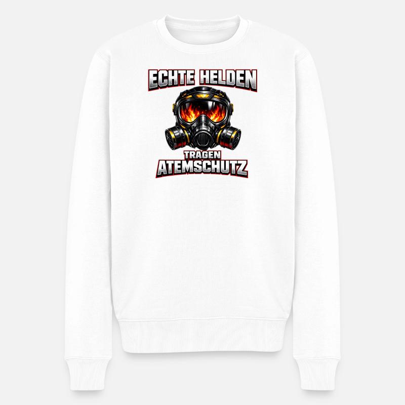 Echte Helden Tragen Atemschutz - Männer Premium Bio Pullover - Weiß