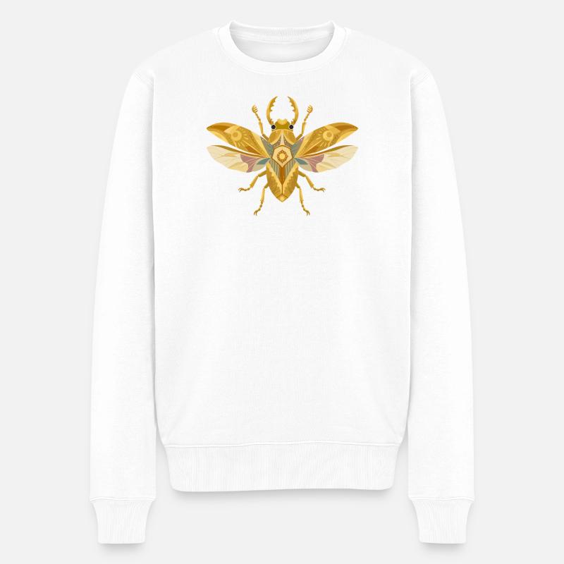 Goldenes Fluginsekt Mystik Stil   - Männer Premium Bio Pullover - Weiß