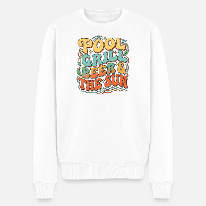 Bier Poolparty - Männer Premium Bio Pullover - Weiß
