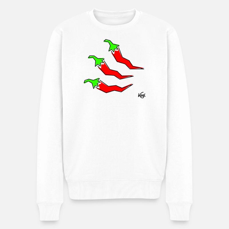 drei Pepperonis - Männer Premium Bio Pullover - Weiß