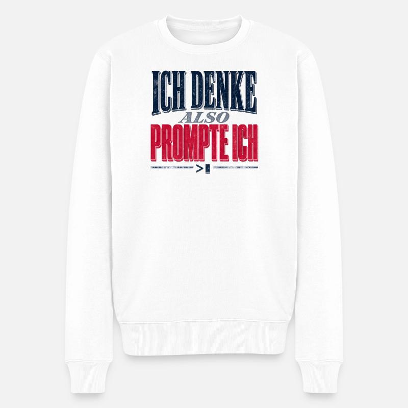 Ich Denke Also PromptIch - Männer Premium Bio Pullover - Weiß