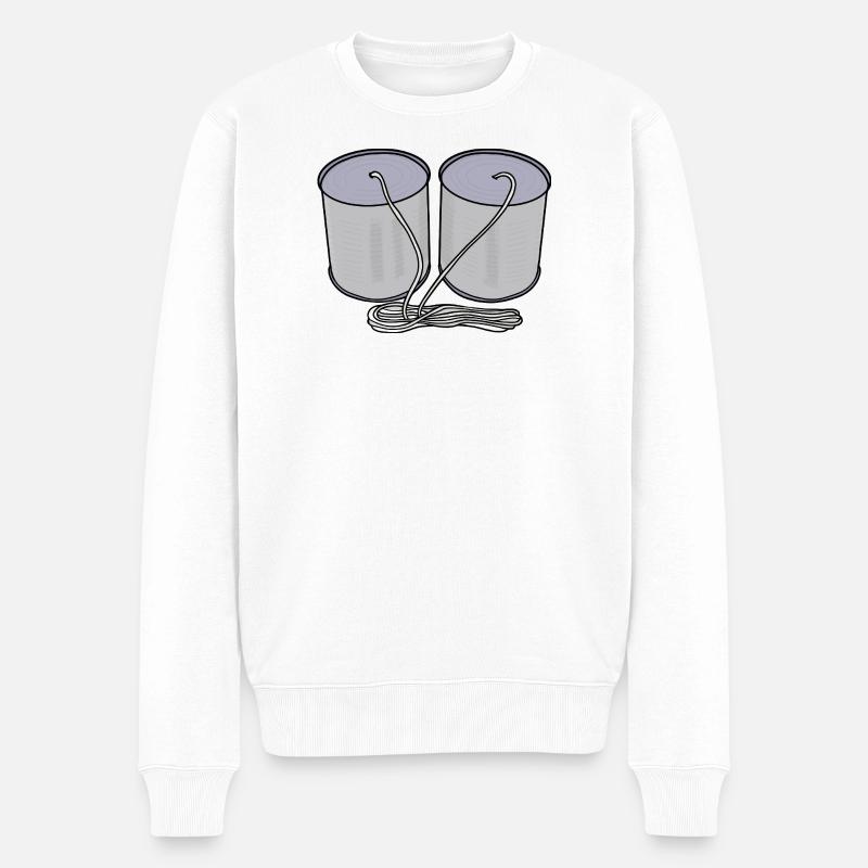 Téléphone en boîte de fer-blanc - Pull Premium bio Homme - blanc