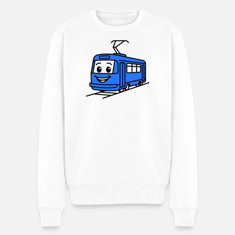 Straßenbahn-Cartoon - Männer Premium Bio Pullover - Weiß