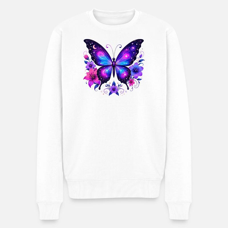 Fleurs de Papillon Galaxien - Pull Premium bio Homme - blanc