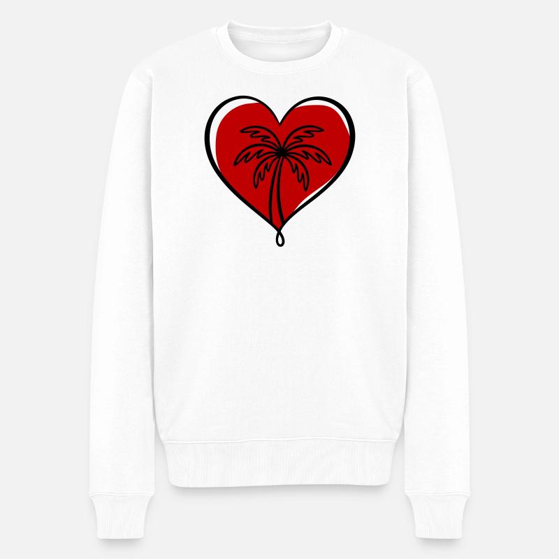 Palme Herz Liebe - Männer Premium Bio Pullover - Weiß