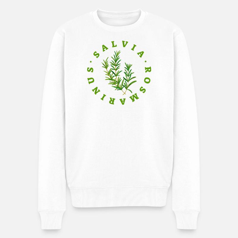 Rosemary Circular Botanical Emblem - Männer Premium Bio Pullover - Weiß
