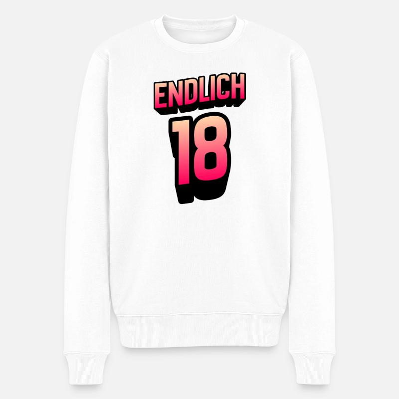 Endlich 18 Gradient Neon - Männer Premium Bio Pullover - Weiß