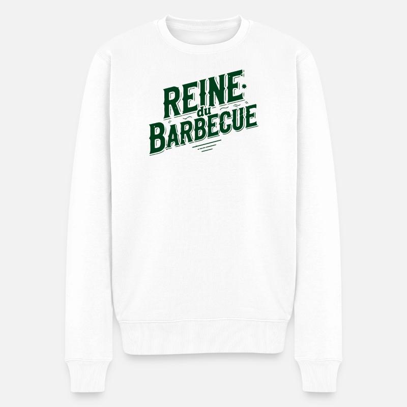 Reine du Barbecue Vert - Pull Premium bio Homme - blanc
