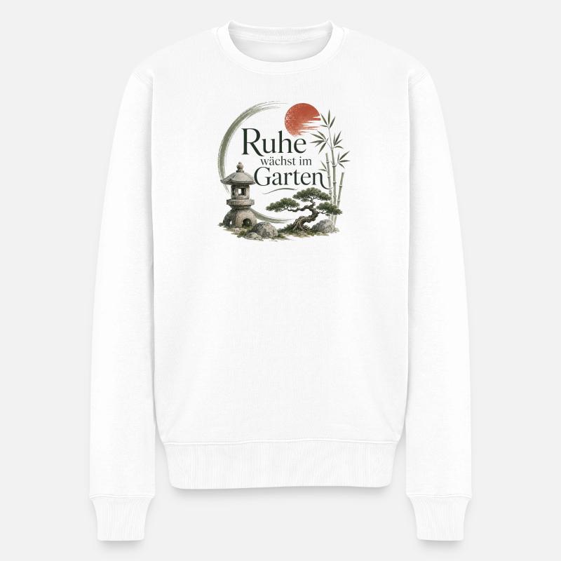 Ruhe wächst im Garten - Männer Premium Bio Pullover - Weiß