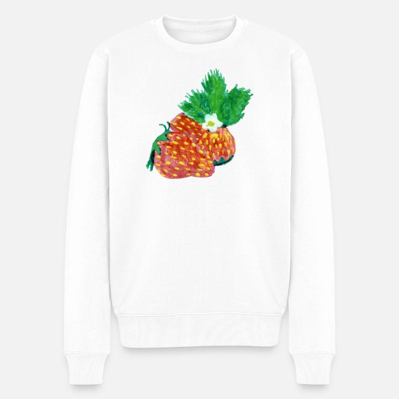 Erdbeeren Art - Männer Premium Bio Pullover - Weiß