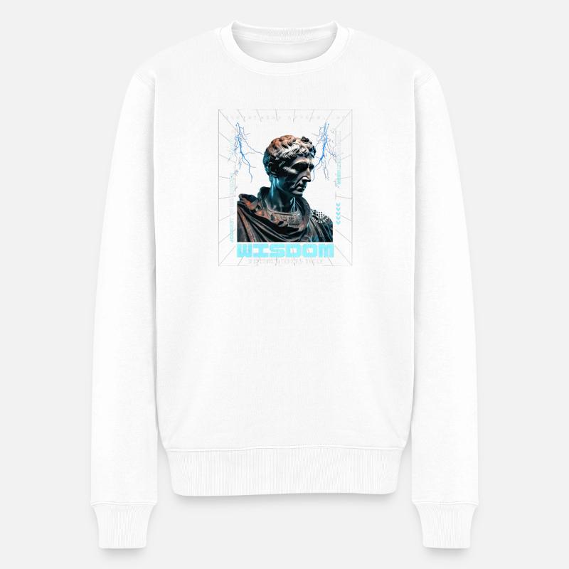 Wisdom Neon Bust Streetwear - Pull Premium bio Homme - blanc