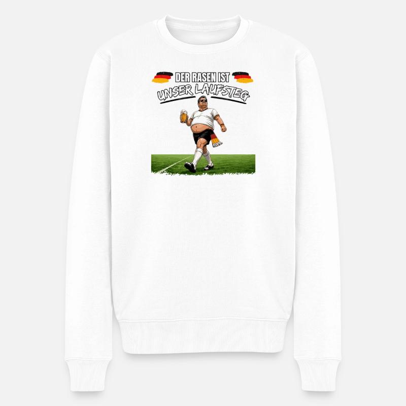 Deutscher Fußballfan mit Bier - Männer Premium Bio Pullover - Weiß