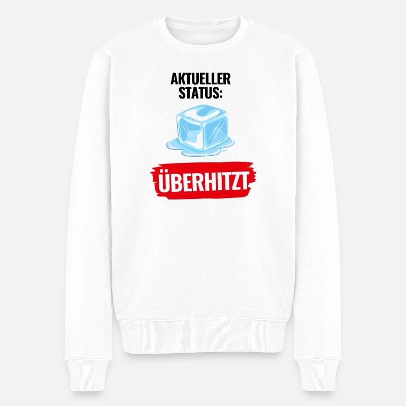 Aktueller_Status_Ueberhitzt Hitzewelle Sommer - Männer Premium Bio Pullover - Weiß