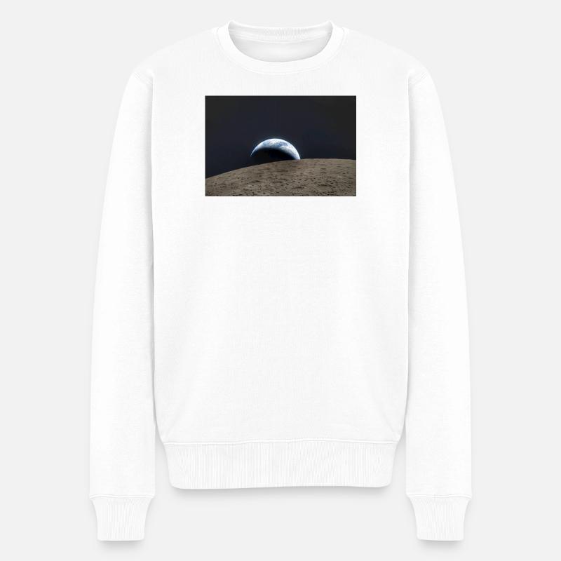Terre sur la surface lunaire - Pull Premium bio Homme - blanc