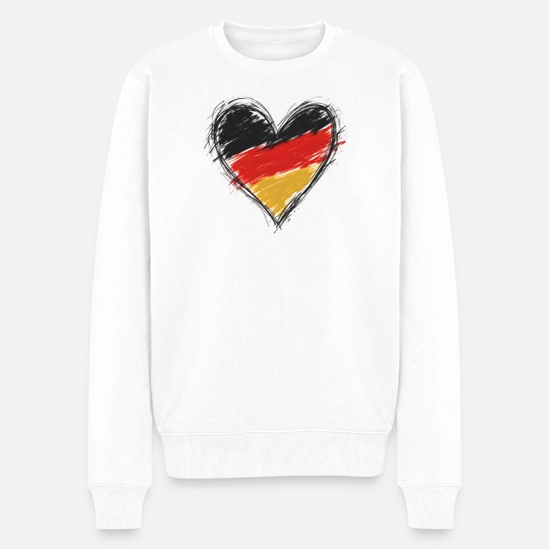 Herzflagge Deutschland - Männer Premium Bio Pullover - Weiß