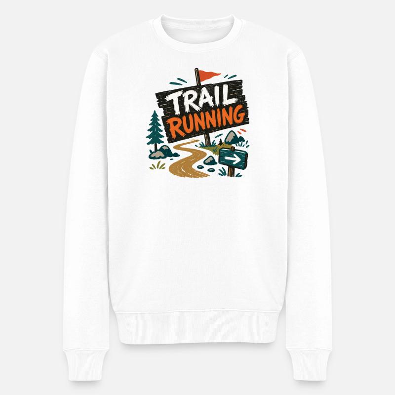 Trailrunning - Männer Premium Bio Pullover - Weiß