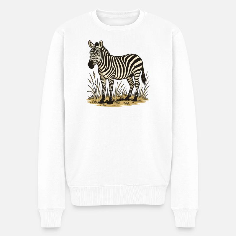 Zebra - Männer Premium Bio Pullover - Weiß