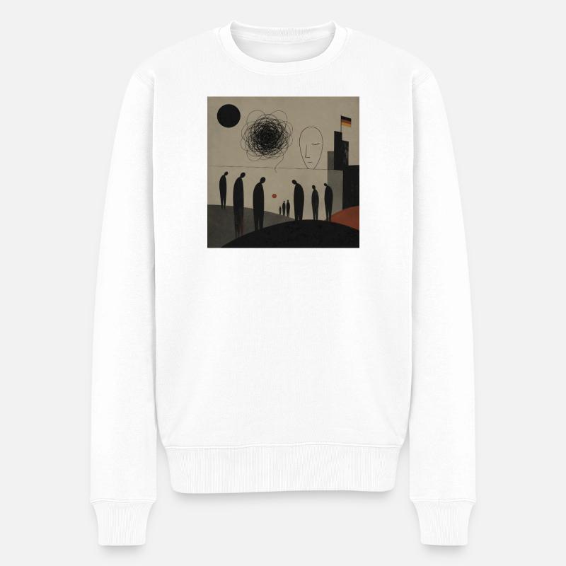 Abstrakte Silhouetten über Stadthorizont - Männer Premium Bio Pullover - Weiß