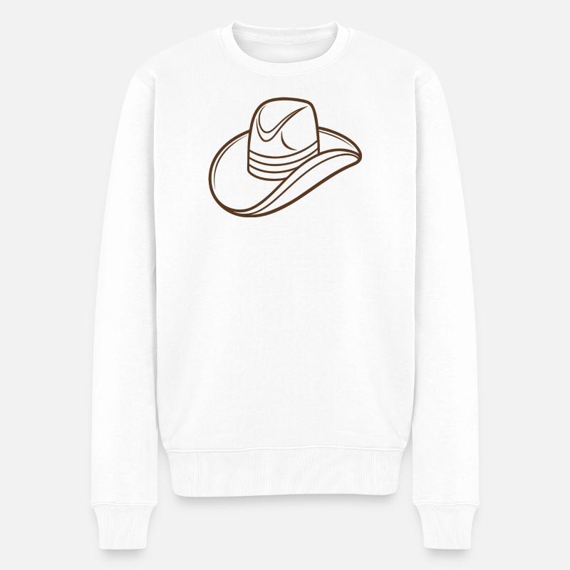 Cowboyhut - Männer Premium Bio Pullover - Weiß