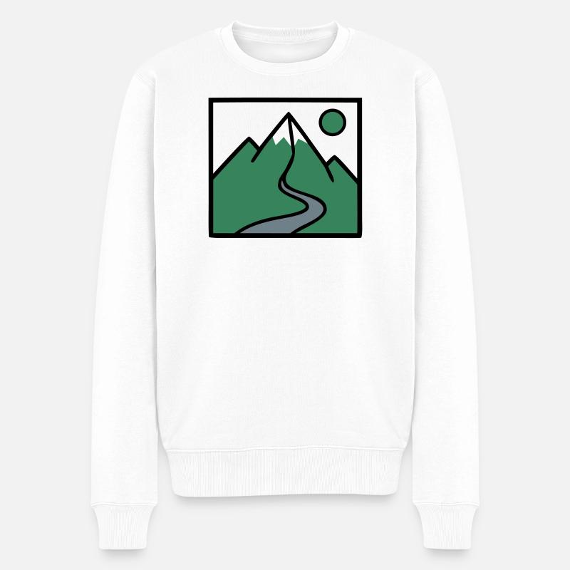 Berglandschaft Wanderweg Wandern Bergsteiger - Männer Premium Bio Pullover - Weiß