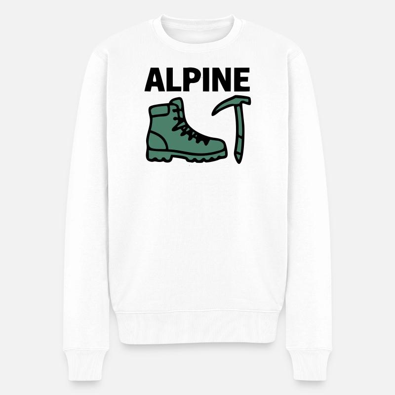 Wanderschuh Eispickel Alpine Bergsteigen Klettern - Männer Premium Bio Pullover - Weiß