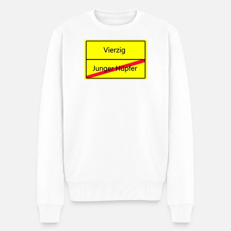 ortsschild_vierzig - Männer Premium Bio Pullover - Weiß