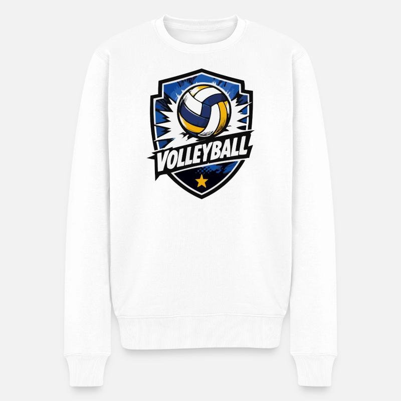 Dynamique du bouclier de volleyball - Pull Premium bio Homme - blanc