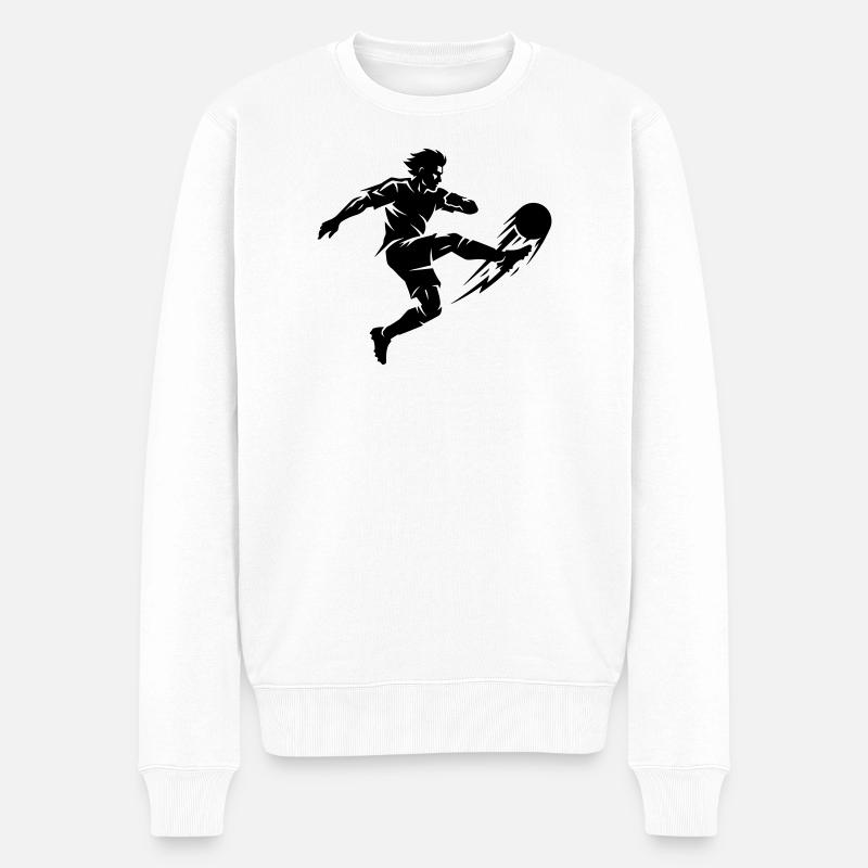 Fussballer Silhouette - Männer Premium Bio Pullover - Weiß