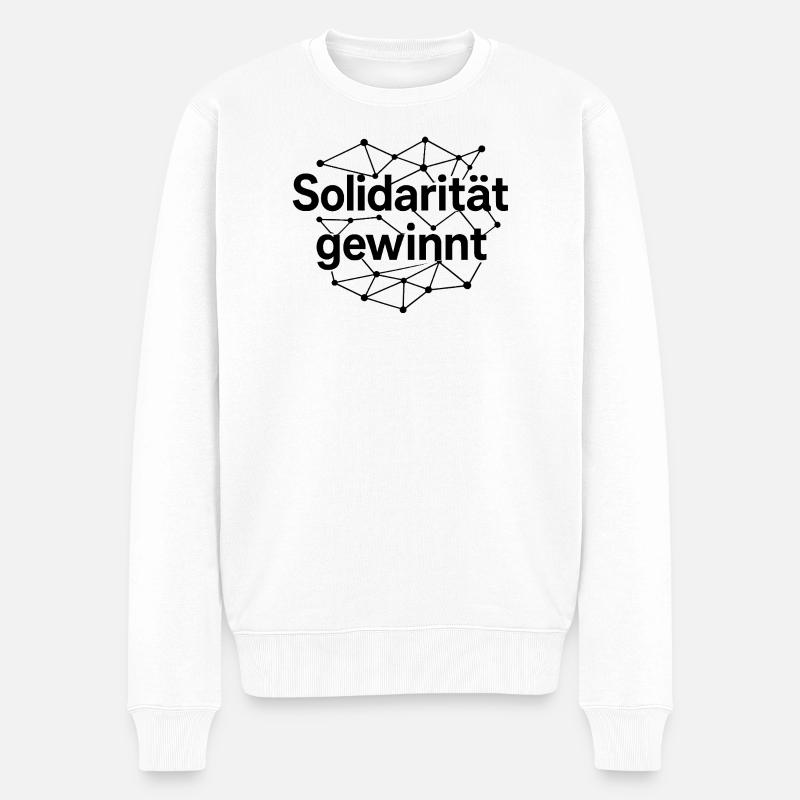 Solidarität Gewinnt Statement Spruch - Männer Premium Bio Pullover - Weiß