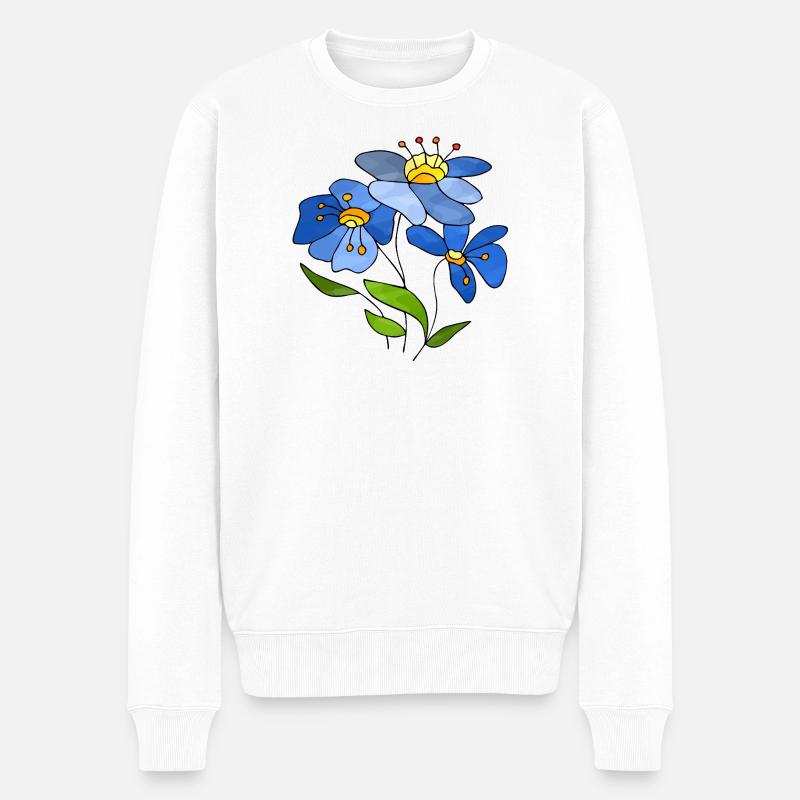 Blumen - Männer Premium Bio Pullover - Weiß