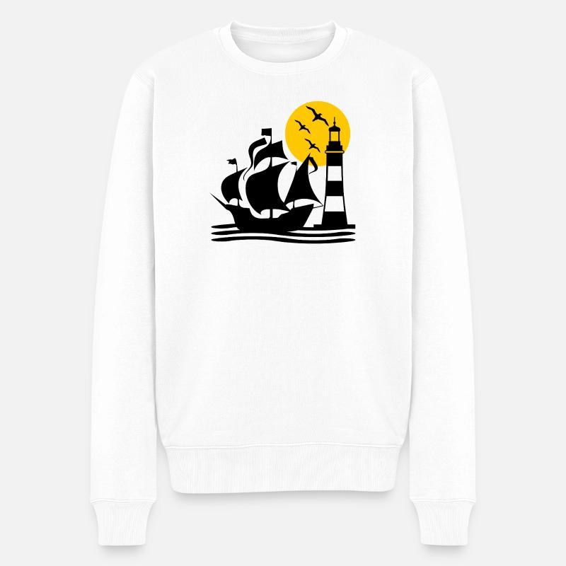Segeln - Männer Premium Bio Pullover - Weiß