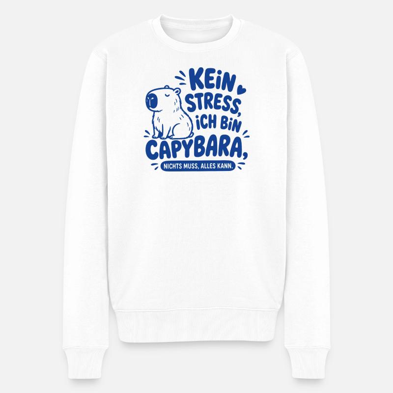 Kein Stress ich bin Capybara - Männer Premium Bio Pullover - Weiß