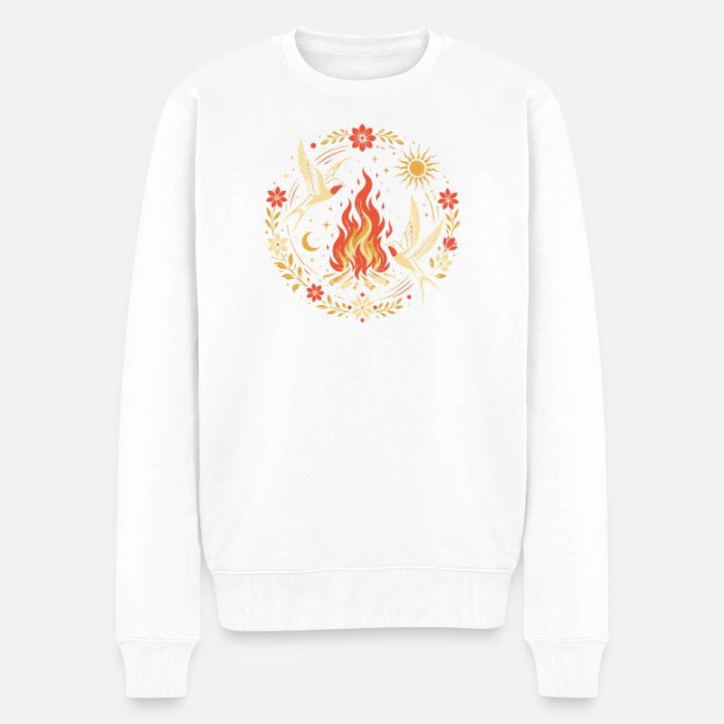 Kupala-Schwalben-Lagerfeuer - Männer Premium Bio Pullover - Weiß