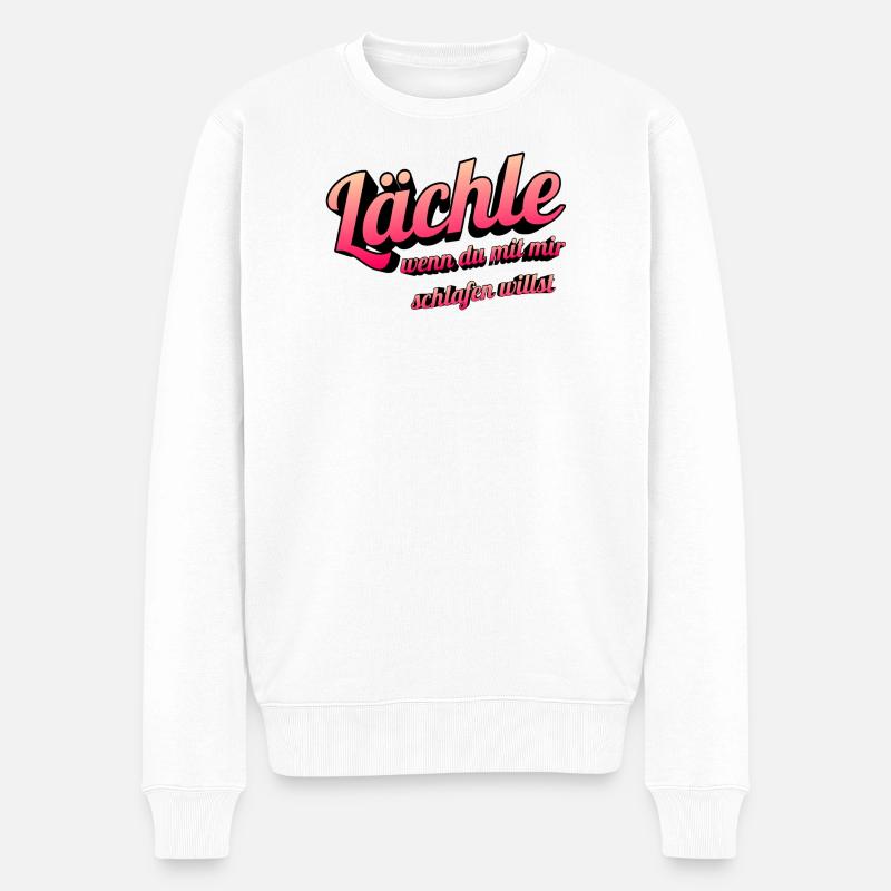 Lächel-Scherz: Mit mir schlafen willst - Männer Premium Bio Pullover - Weiß