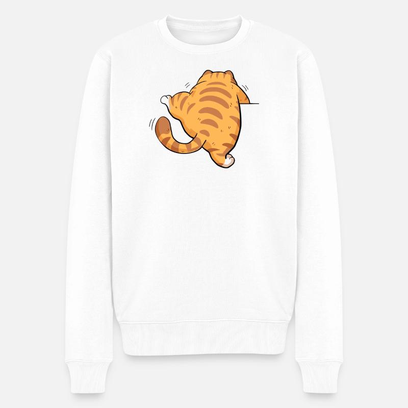Rückansicht getigertes Kätzchen - Männer Premium Bio Pullover - Weiß