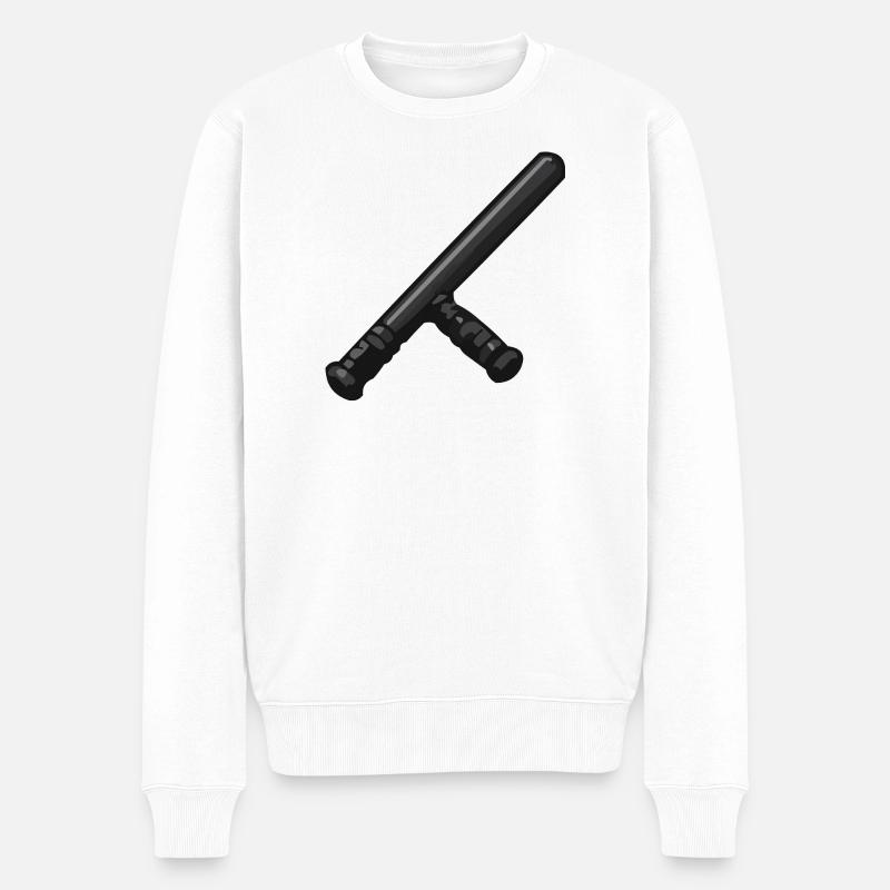 Dunkler Schlagstock Grafik - Männer Premium Bio Pullover - Weiß