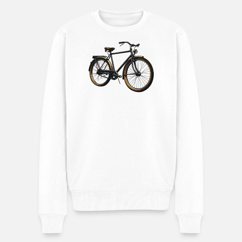 Retro Fahrrad Nachtbild - Männer Premium Bio Pullover - Weiß