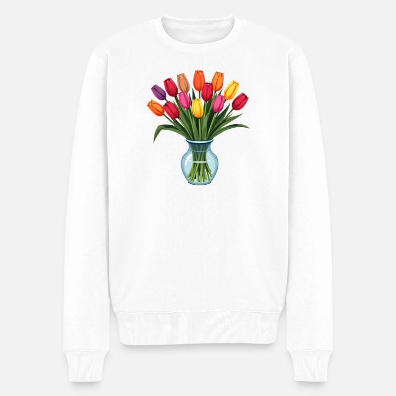 Tulpen - Männer Premium Bio Pullover - Weiß