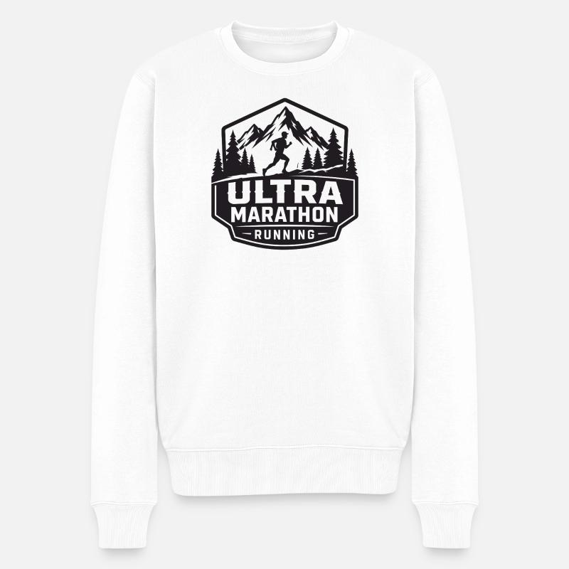 Ultra-Marathon-Lauf-Bergabzeichen - Männer Premium Bio Pullover - Weiß