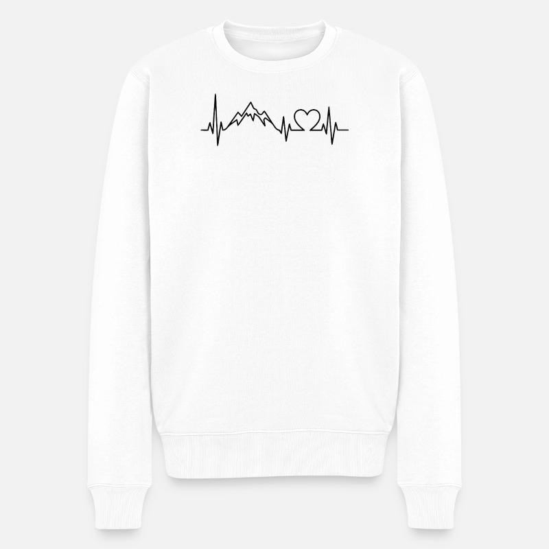 Berg-Heartbeat-Berge - Männer Premium Bio Pullover - Weiß