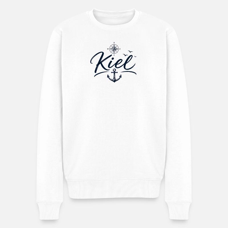 Kiel Mode mit Anker und Kompass - Männer Premium Bio Pullover - Weiß