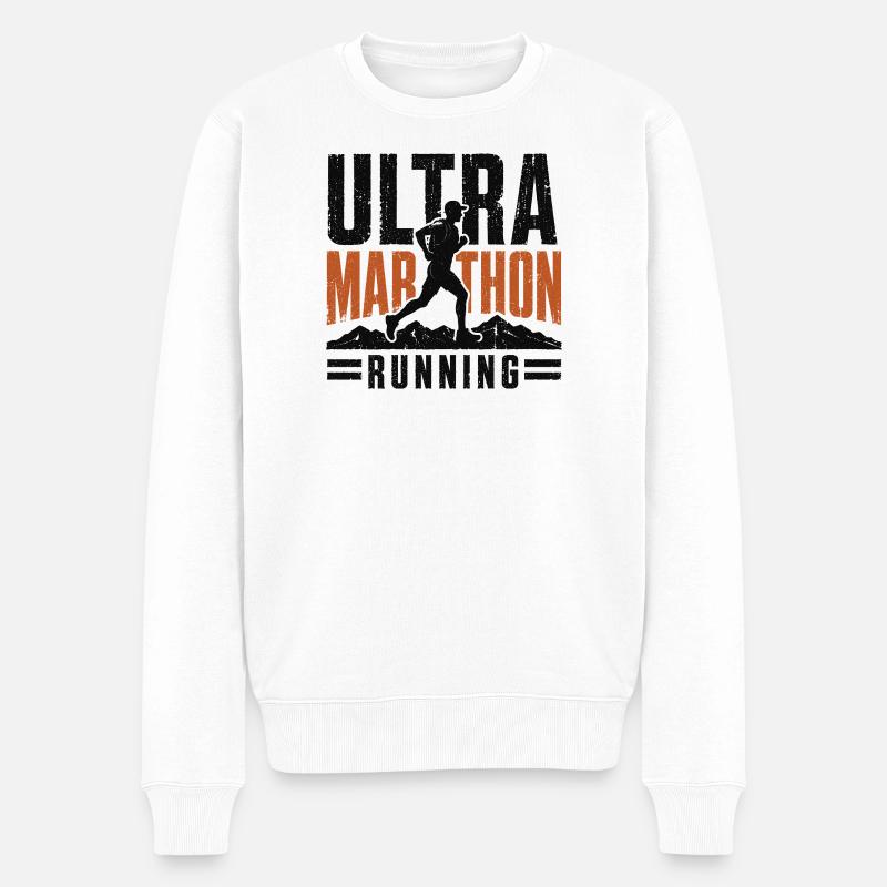 Ultra-Marathon-Lauf mit Stress - Männer Premium Bio Pullover - Weiß
