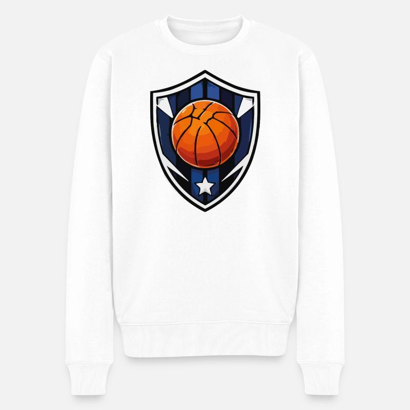 Basketball Schild-Wappen - Männer Premium Bio Pullover - Weiß