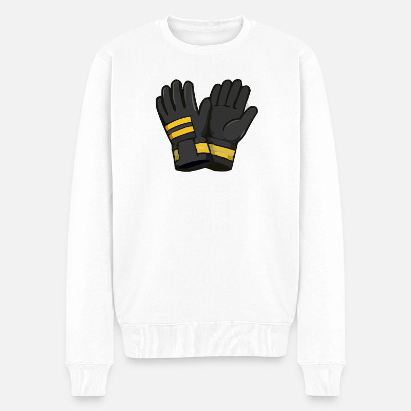 Schwarze Handschuhe mit Gelben Akzenten - Männer Premium Bio Pullover - Weiß