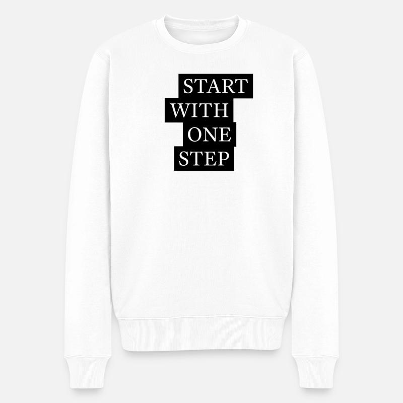 Start With One Step Motivation - Männer Premium Bio Pullover - Weiß