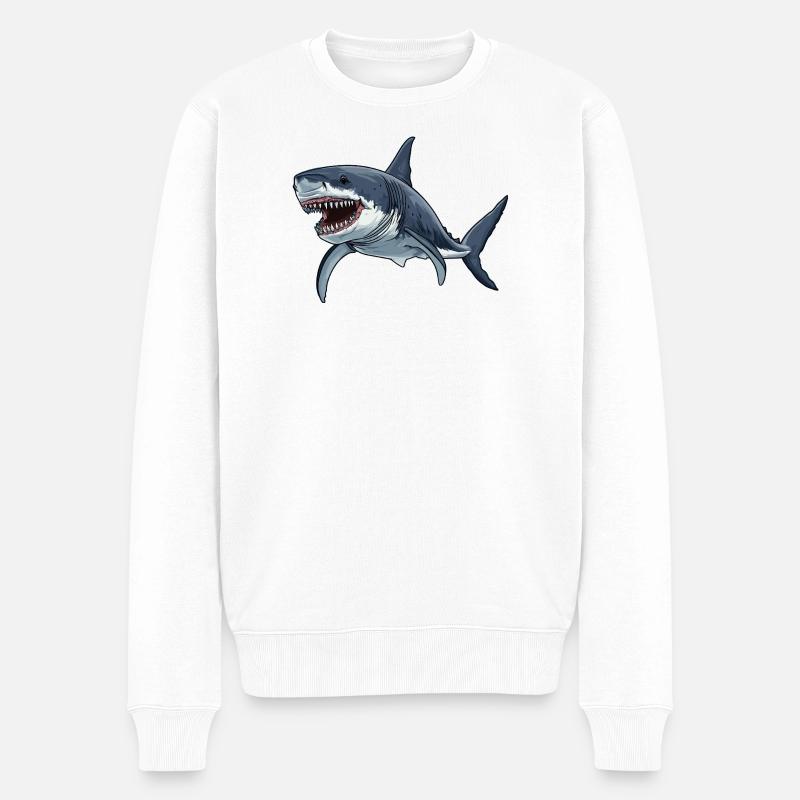 Megalodons Megalodon - Männer Premium Bio Pullover - Weiß